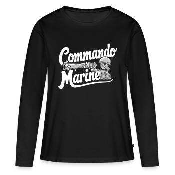 Commando Marine - T-shirt manches longues Premium bio Femme - noir - Devant - Julia (174cm)