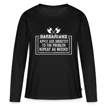 Dicton barbare avec humour à la hache - T-shirt manches longues Premium bio Femme - noir - Devant - Julia (174cm)