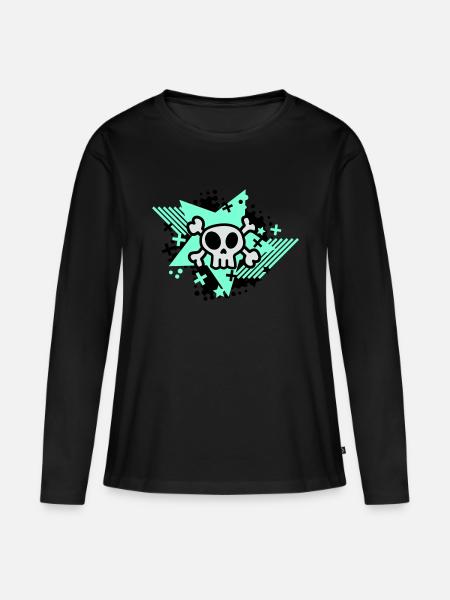 skull - Frauen Premium Bio Langarmshirt - Schwarz