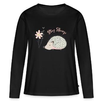 Igel | Igel - Frauen Premium Bio Langarmshirt - Schwarz - Vorne - Julia (174cm)