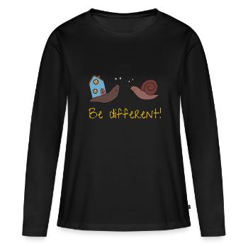 Be different! - Frauen Premium Bio Langarmshirt - Schwarz - Vorne - Julia (174cm)