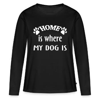 Chien chien - T-shirt manches longues Premium bio Femme - noir - Devant - Julia (174cm)