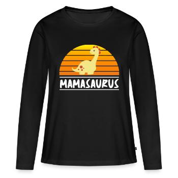 Mamasaurus Mama Familie - Frauen Premium Bio Langarmshirt - Schwarz - Vorne - Julia (174cm)