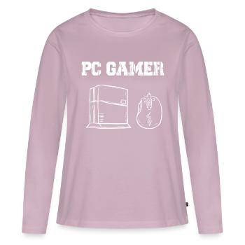 PC Gamer - T-shirt manches longues Premium bio Femme - rose poudré - Devant - Julia (174cm)