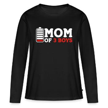 Mom of 3 Boys - Frauen Premium Bio Langarmshirt - Schwarz - Vorne - Julia (174cm)