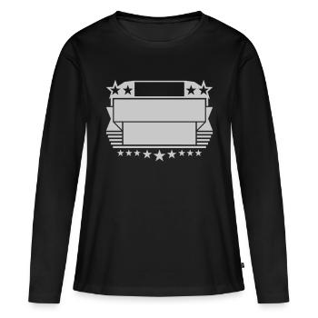 Frame Shield Insérer du texte - T-shirt manches longues Premium bio Femme - noir - Devant - Julia (174cm)