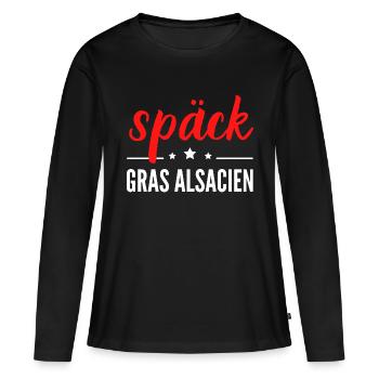 späck gras alsacien - T-shirt manches longues Premium bio Femme - noir - Devant - Julia (174cm)