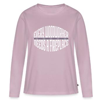 syndicat charpentier menuiserie l’insigne de charpentier - T-shirt manches longues Premium bio Femme - rose poudré - Devant - Julia (174cm)