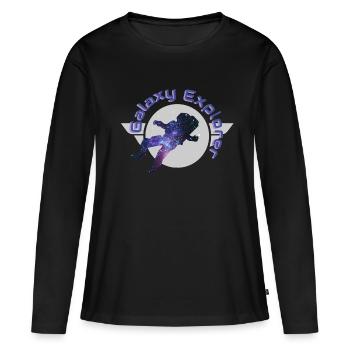 Galaxy Explorer Galaxy Space Astronaut Cadeau - T-shirt manches longues Premium bio Femme - noir - Devant - Julia (174cm)