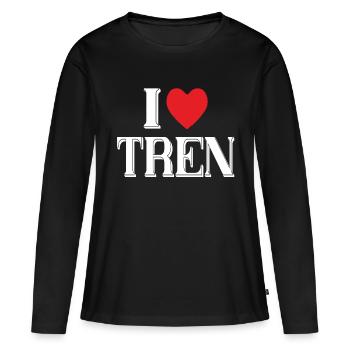 TREN INSIDE - J’AIME TREN - T-shirt manches longues Premium bio Femme - noir - Devant - Julia (174cm)
