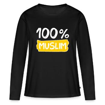 100% musulman - musulmans - islam - T-shirt manches longues Premium bio Femme - noir - Devant - Julia (174cm)