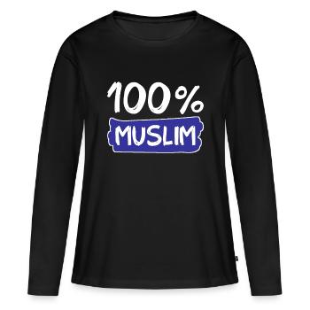 100% musulman - musulmans - islam - T-shirt manches longues Premium bio Femme - noir - Devant - Julia (174cm)