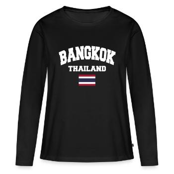 Bangkok - Frauen Premium Bio Langarmshirt - Schwarz - Vorne - Julia (174cm)