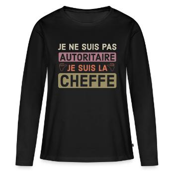 Femme autoritaire femme cheffe 2 - T-shirt manches longues Premium bio Femme - noir - Devant - Julia (174cm)