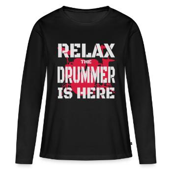 Relax Drummer 2 - T-shirt manches longues Premium bio Femme - noir - Devant - Julia (174cm)
