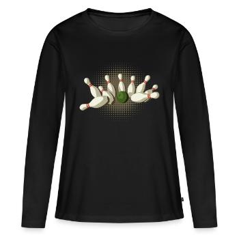 Strike Kegeln - Frauen Premium Bio Langarmshirt - Schwarz - Vorne - Julia (174cm)
