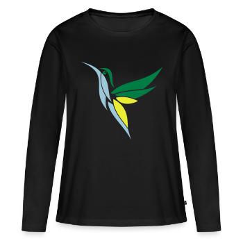 Kolibri hummingbird 3-farbig - Frauen Premium Bio Langarmshirt - Schwarz - Vorne - Julia (174cm)