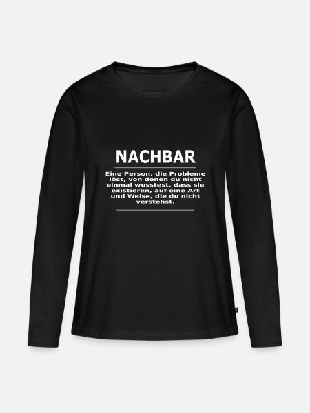 NACHBAR - Frauen Premium Bio Langarmshirt - Schwarz
