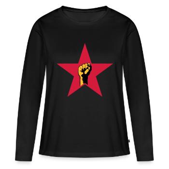revolution star - T-shirt manches longues Premium bio Femme - noir - Devant - Julia (174cm)