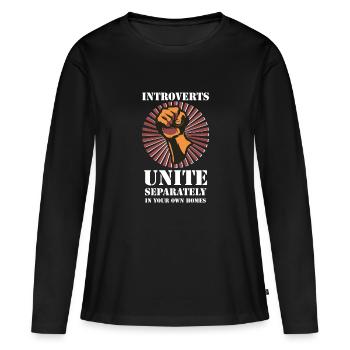 Timide introverti - T-shirt manches longues Premium bio Femme - noir - Devant - Julia (174cm)