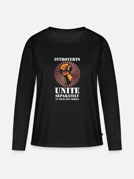 Introvert schuechtern - Frauen Premium Bio Langarmshirt - Schwarz