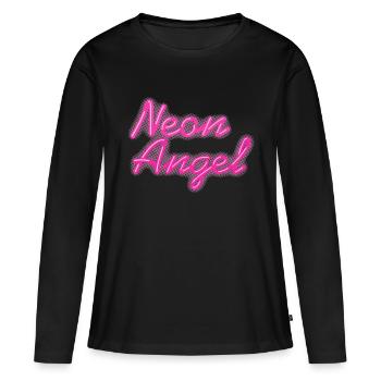 Neon Pink Angel - T-shirt manches longues Premium bio Femme - noir - Devant - Julia (174cm)