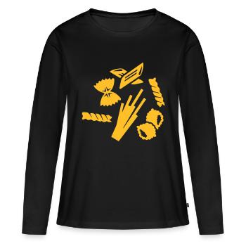 Nudeln - Frauen Premium Bio Langarmshirt - Schwarz - Vorne - Julia (174cm)