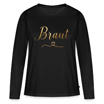 Bride - JGA - Wedding - Gold Look - Women's Premium Organic Long Sleeve Shirt - black - Front - Julia (174cm)