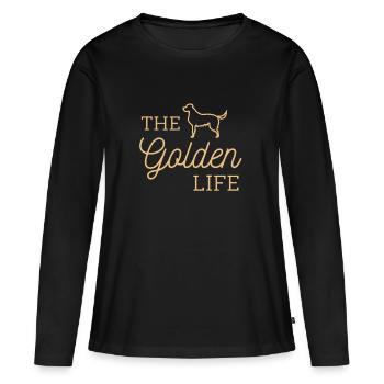 Golden retriever - T-shirt manches longues Premium bio Femme - noir - Devant - Julia (174cm)