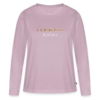 Phase de lune - T-shirt manches longues Premium bio Femme - rose poudré - Devant - Julia (174cm)