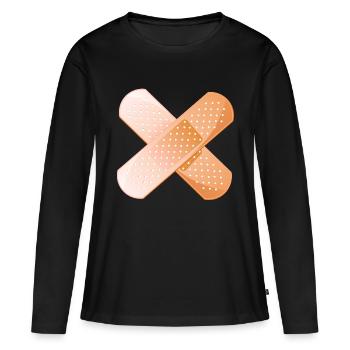 pansement pensement croise - T-shirt manches longues Premium bio Femme - noir - Devant - Julia (174cm)