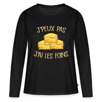 Je Peux Pas J'ai Les Foins - T-shirt manches longues Premium bio Femme - noir - Devant - Julia (174cm)