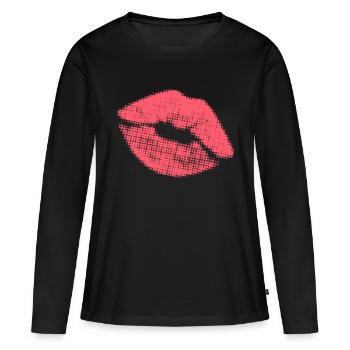 Le baiser ! - Kiss me ! - T-shirt manches longues Premium bio Femme - noir - Devant - Julia (174cm)