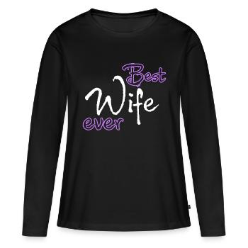 Best wife ever - T-shirt manches longues Premium bio Femme - noir - Devant - Julia (174cm)