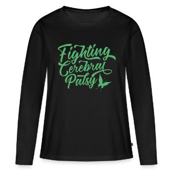 CP Kämpfer Infantile Cerebralparese Zerebralparese - T-shirt manches longues Premium bio Femme - noir - Devant - Julia (174cm)
