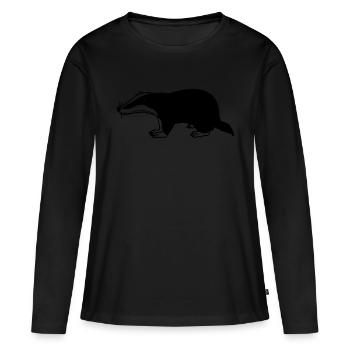 Dachs - Frauen Premium Bio Langarmshirt - Schwarz - Vorne - Julia (174cm)