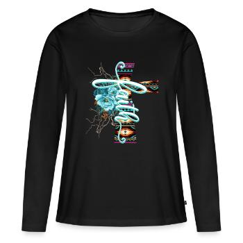 Foi - T-shirt manches longues Premium bio Femme - noir - Devant - Julia (174cm)