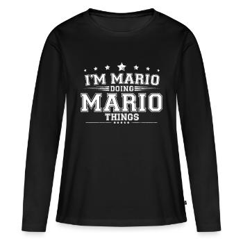 Mario - T-shirt manches longues Premium bio Femme - noir - Devant - Julia (174cm)