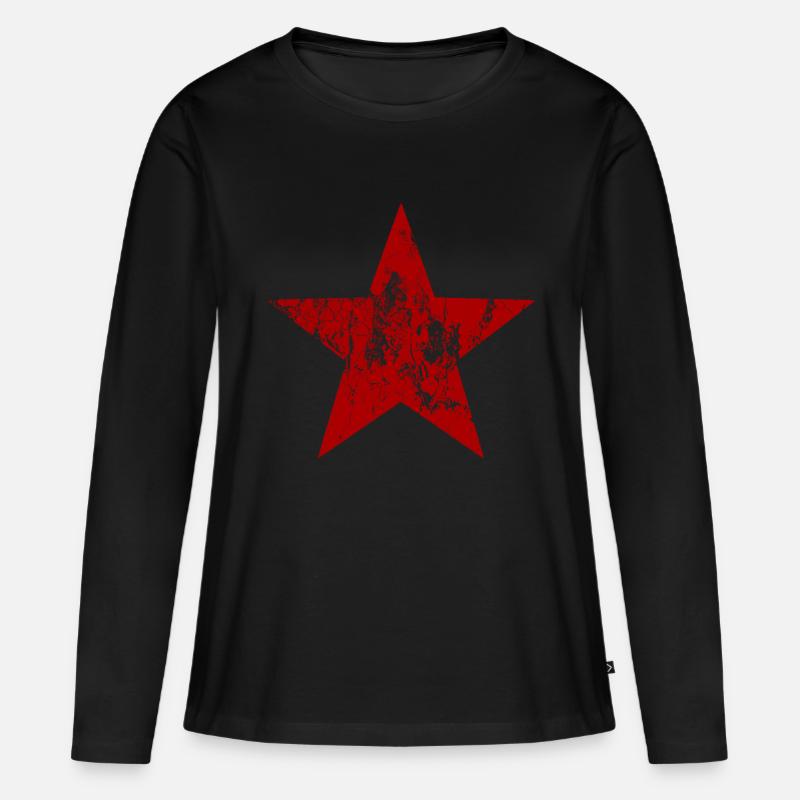 Stern - Frauen Premium Bio Langarmshirt - Schwarz