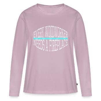 aaron charpentier tshirts casque de sécurité hearbeat - T-shirt manches longues Premium bio Femme - rose poudré - Devant - Julia (174cm)