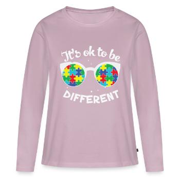 Sensibilisation à l’autisme Okay To Be Different Maman soutien - T-shirt manches longues Premium bio Femme - rose poudré - Devant - Julia (174cm)