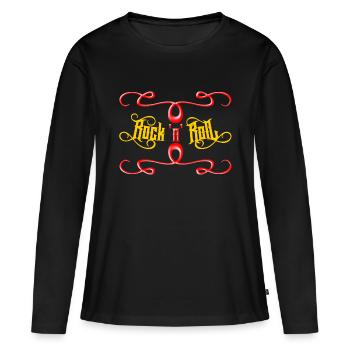 Rock'n'roll pour toujours rockabilly - T-shirt manches longues Premium bio Femme - noir - Devant - Julia (174cm)