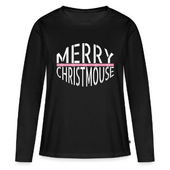 Cadavre Chambre Barbe Paroles Anniversaire Noël - T-shirt manches longues Premium bio Femme - noir - Devant - Julia (174cm)