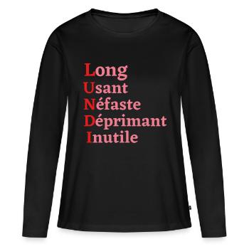LUNDI - T-shirt manches longues Premium bio Femme - noir - Devant - Julia (174cm)