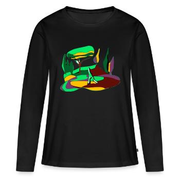 Paysage de campagnee - T-shirt manches longues Premium bio Femme - noir - Devant - Julia (174cm)