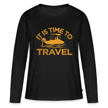 IL EST TEMPS DE VOYAGER - T-shirt manches longues Premium bio Femme - noir - Devant - Julia (174cm)