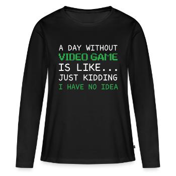 Une journée sans jeux vidéo drôle de joueur vidéo - T-shirt manches longues Premium bio Femme - noir - Devant - Julia (174cm)