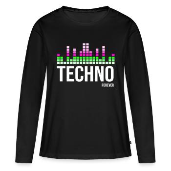 Techno - Frauen Premium Bio Langarmshirt - Schwarz - Vorne - Julia (174cm)