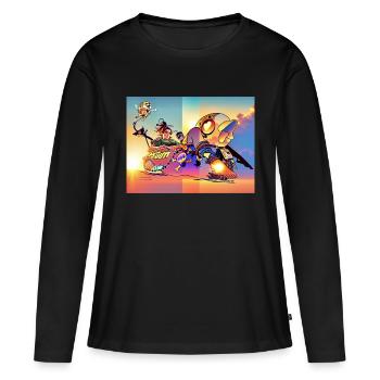 Froid - T-shirt manches longues Premium bio Femme - noir - Devant - Julia (174cm)