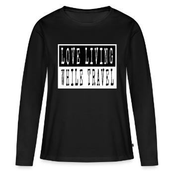 Camping Funny Calligraphic Hiking Eat Sleep Travel - Women's Premium Organic Long Sleeve Shirt - black - Front - Julia (174cm)